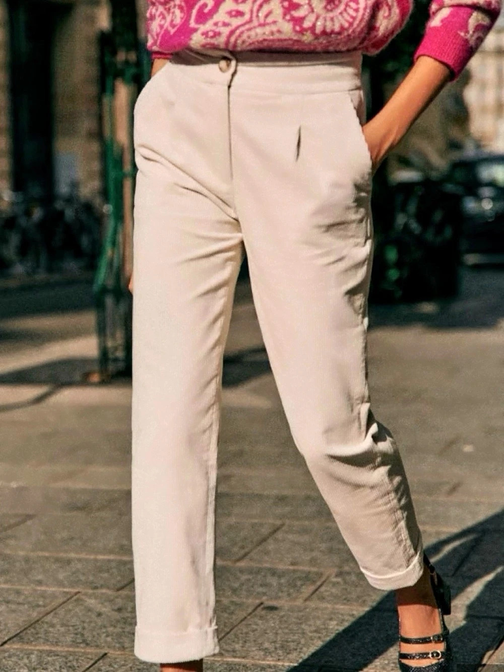 Sézane manu Trousers - mottled ecru size 36/US 4